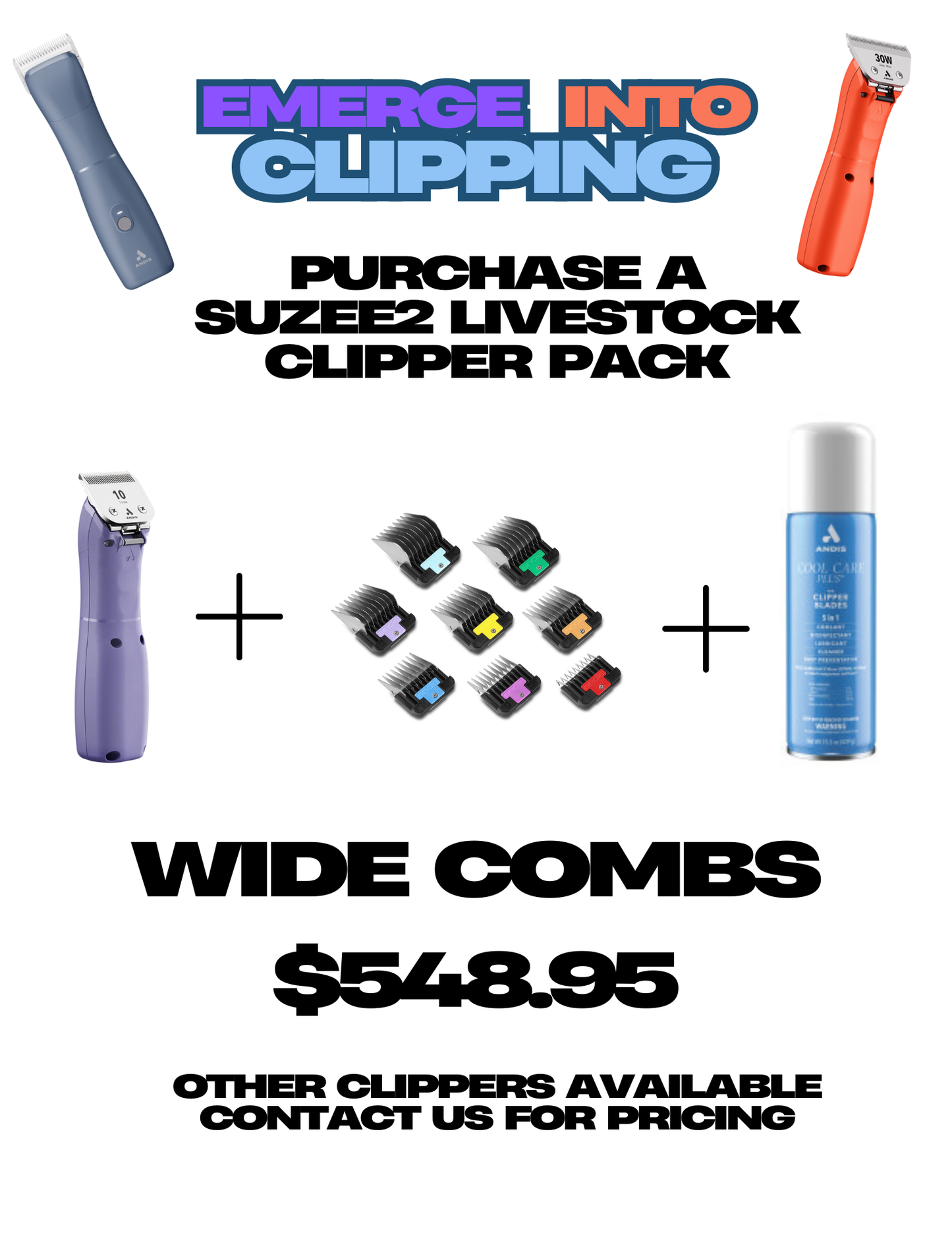 EMERGE CLIPPER PACK (WIDE COMBS)